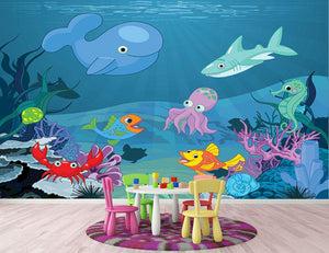 background of an underwater life Wall Mural Wallpaper - Canvas Art Rocks - 2