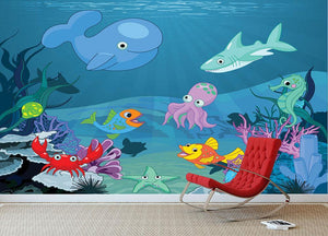 background of an underwater life Wall Mural Wallpaper - Canvas Art Rocks - 3