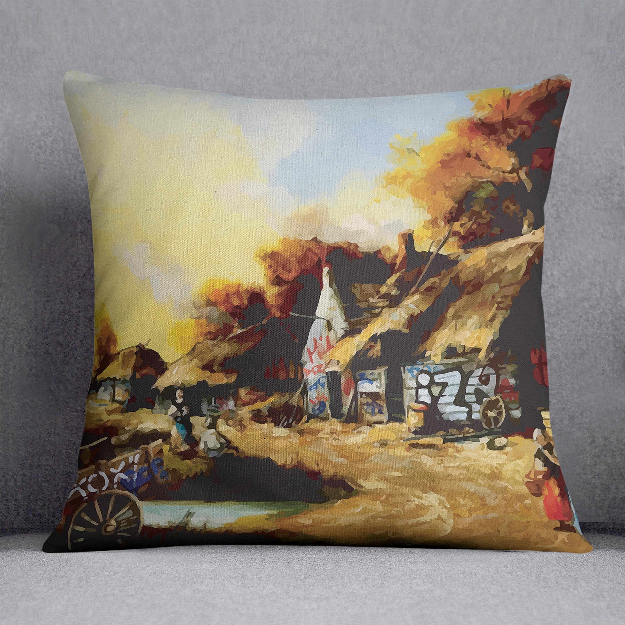 banksy Countryside Graffiti Cushion