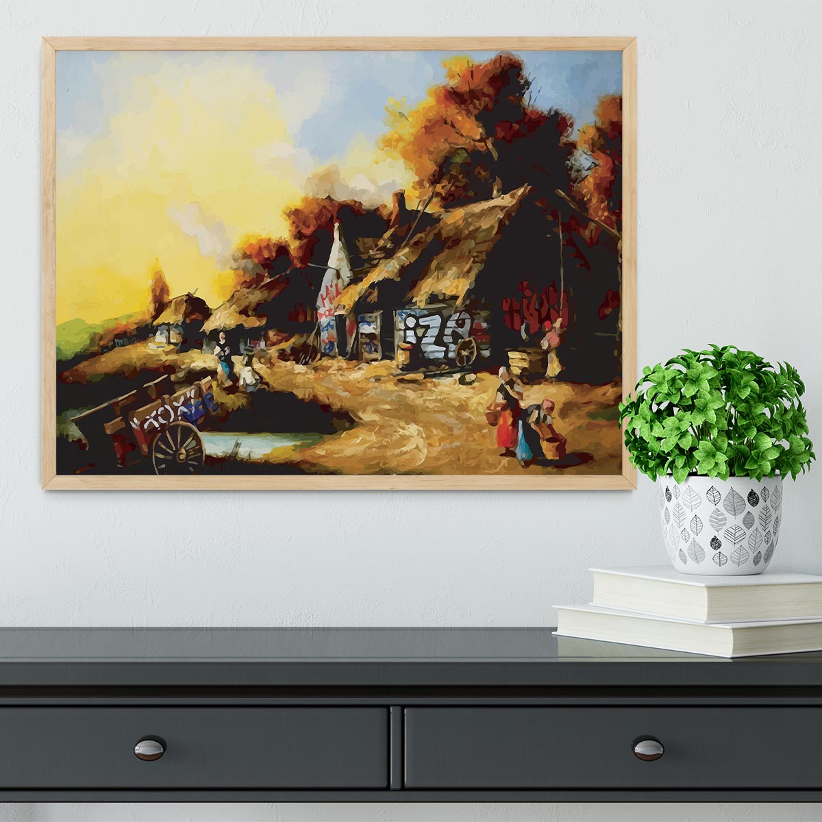 banksy Countryside Graffiti Framed Print - Canvas Art Rocks - 4