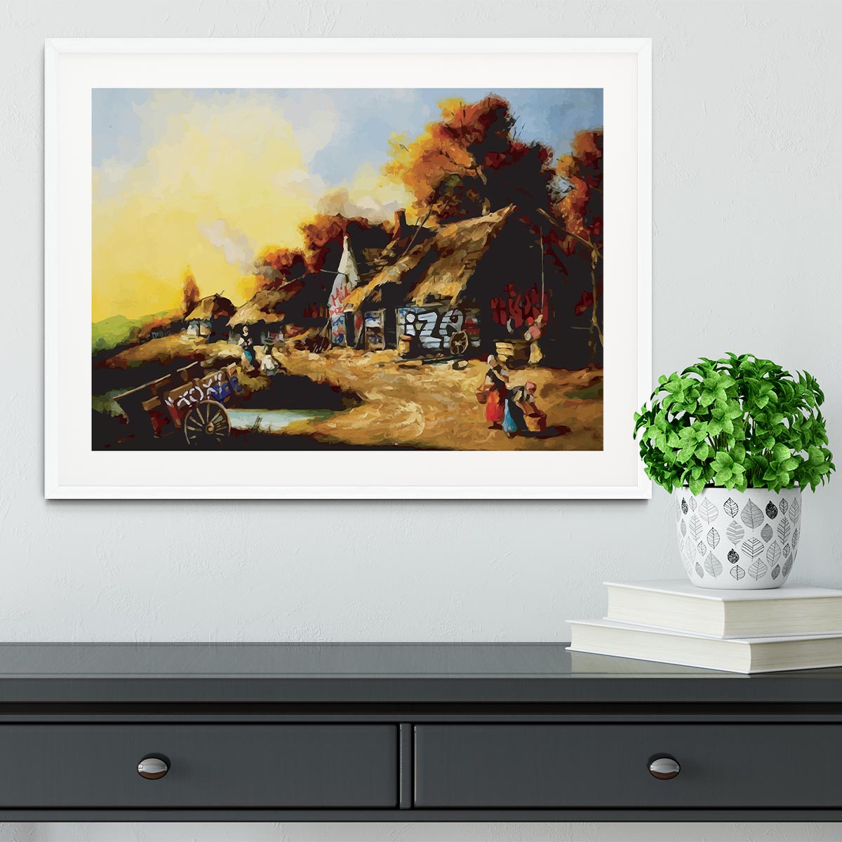 banksy Countryside Graffiti Framed Print - Canvas Art Rocks - 5