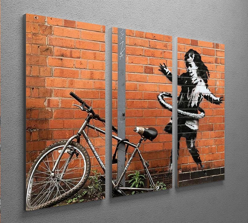 banksy Hula Hoop Girl 3 Split Panel Canvas Print - Canvas Art Rocks - 2