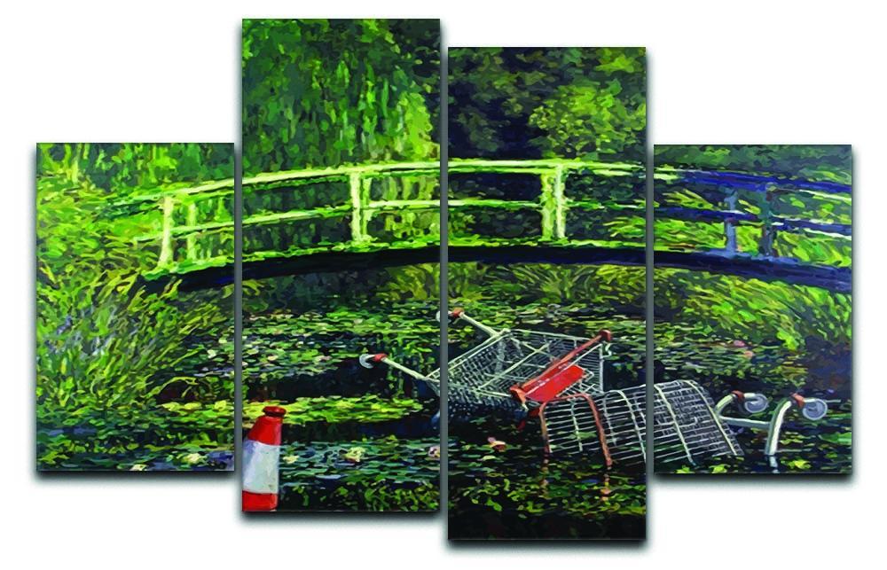 banksy Water Lilies Trash 4 Split Panel Canvas  - Canvas Art Rocks - 1