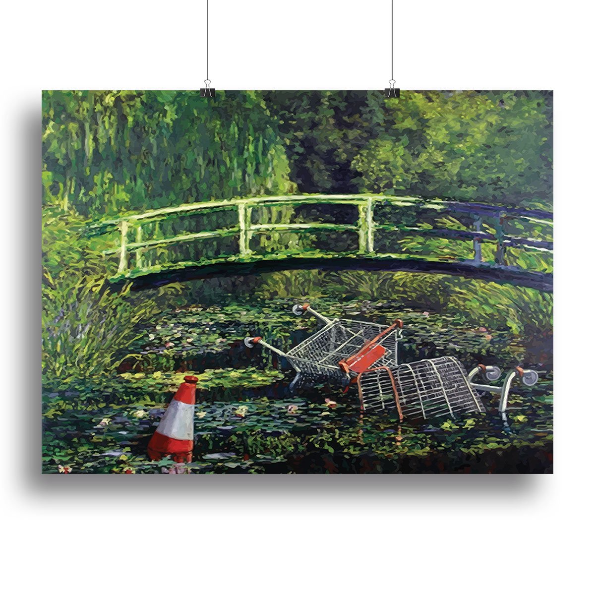 banksy Water Lilies Trash Canvas Print or Poster