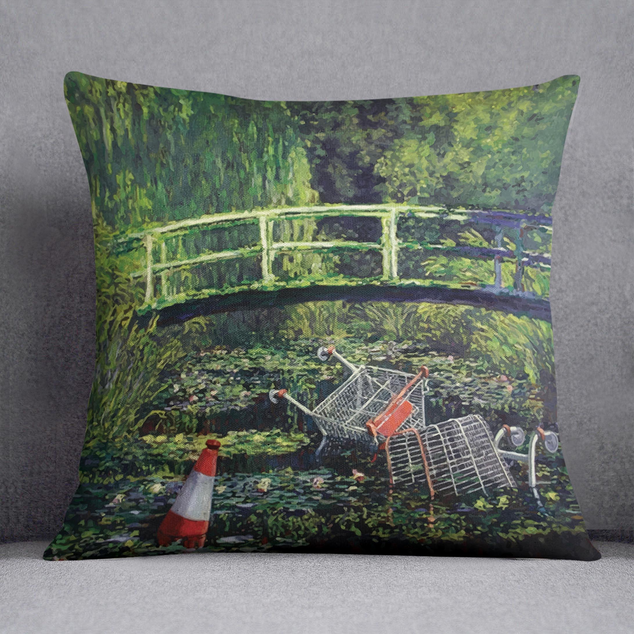 banksy Water Lilies Trash Cushion