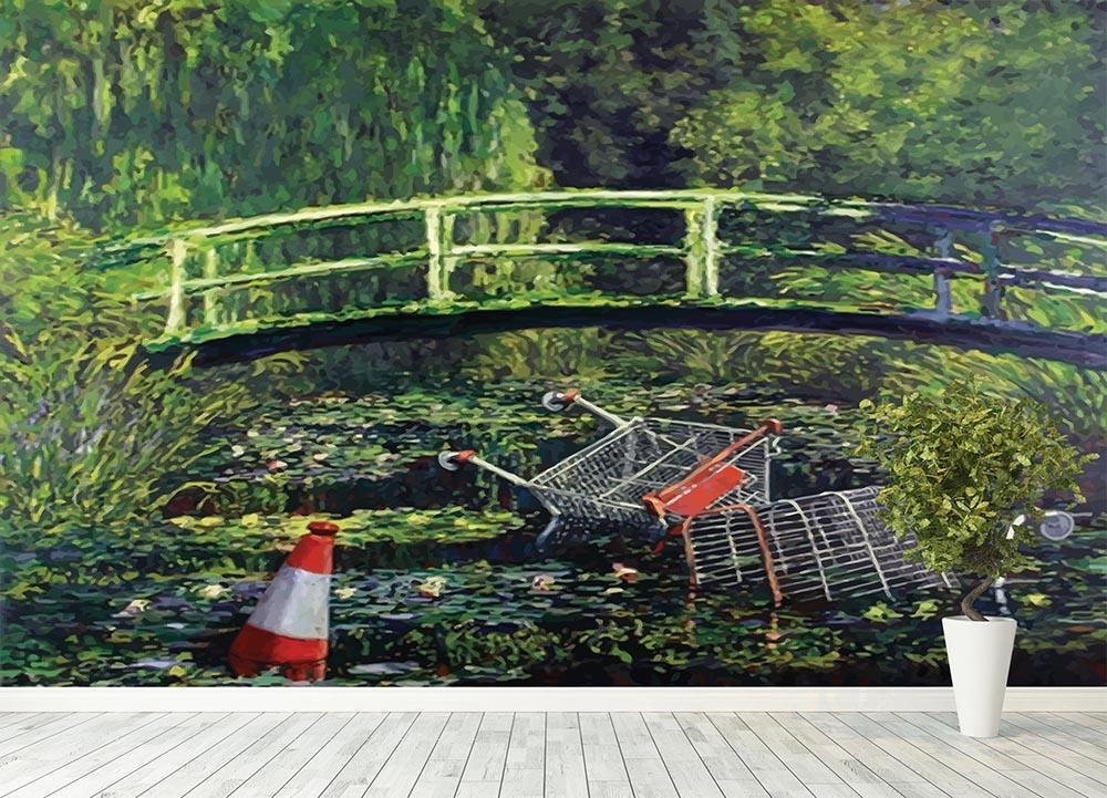 banksy Water Lilies Trash Wall Mural Wallpaper - Canvas Art Rocks - 4