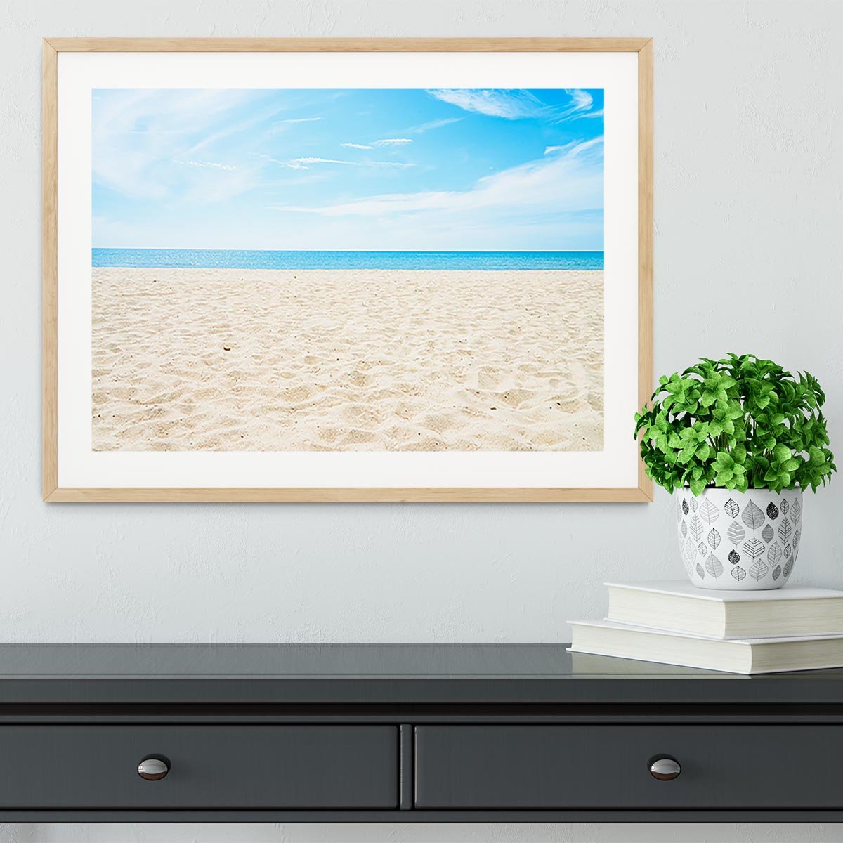 beach background with copy space Framed Print - Canvas Art Rocks - 3