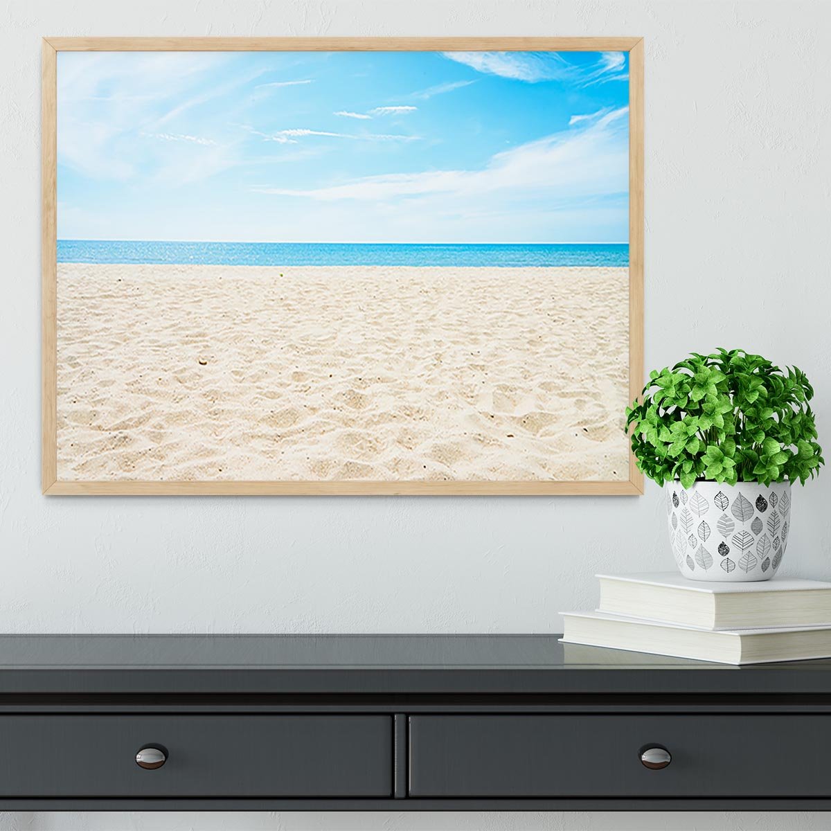 beach background with copy space Framed Print - Canvas Art Rocks - 4