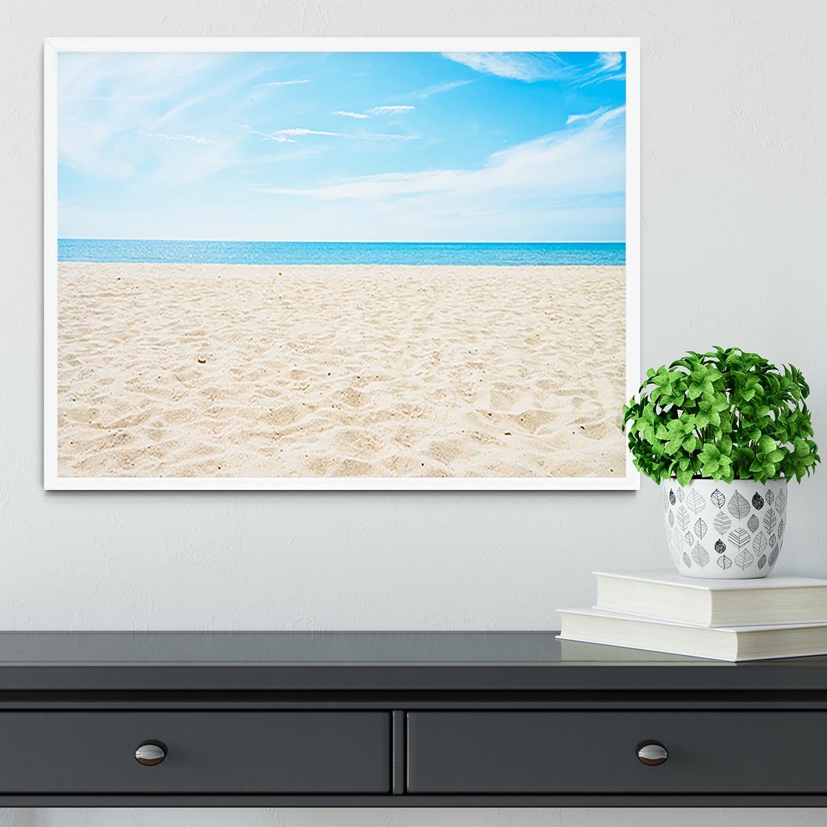 beach background with copy space Framed Print - Canvas Art Rocks -6