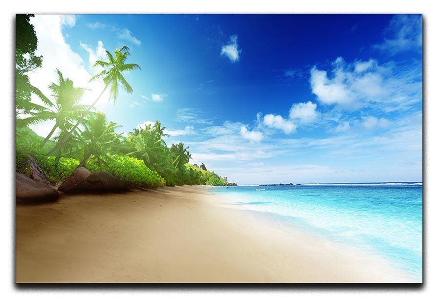 beach in sunset time on Mahe island Canvas Print or Poster - Canvas Art Rocks - 1
