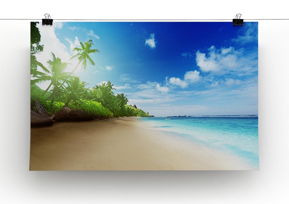 beach in sunset time on Mahe island Canvas Print or Poster - Canvas Art Rocks - 2