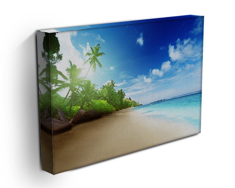 beach in sunset time on Mahe island Canvas Print or Poster - Canvas Art Rocks - 3