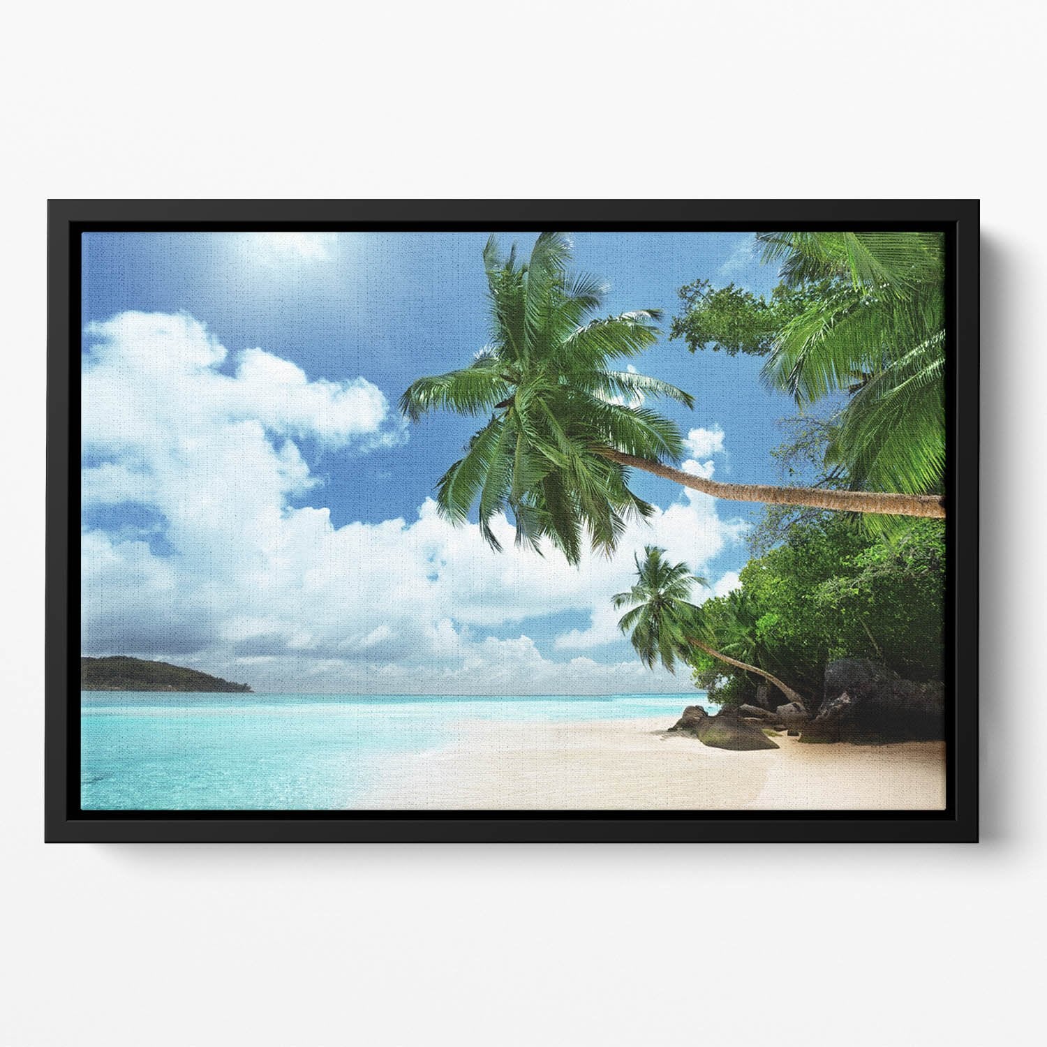 beach on Mahe island Floating Framed Canvas