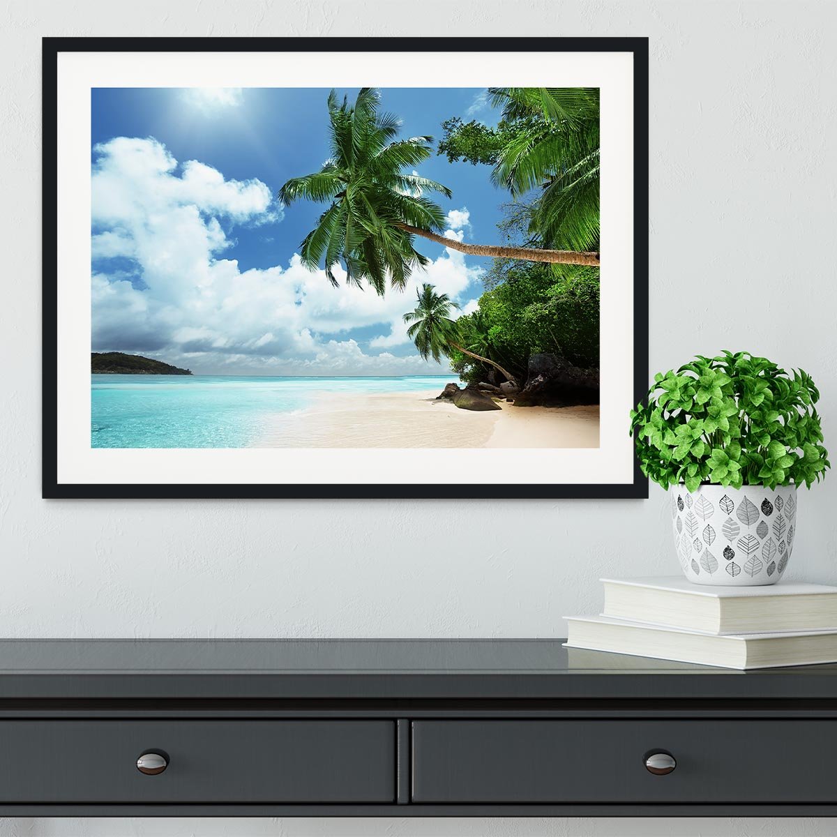 beach on Mahe island Framed Print - Canvas Art Rocks - 1