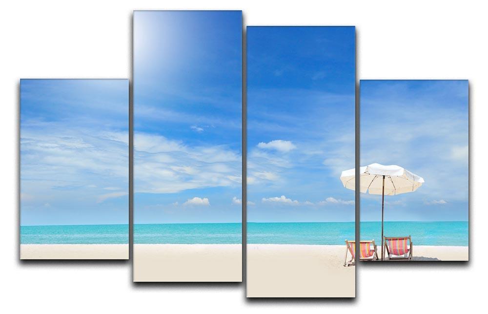beach with cloudy blue sky 4 Split Panel Canvas - Canvas Art Rocks - 1