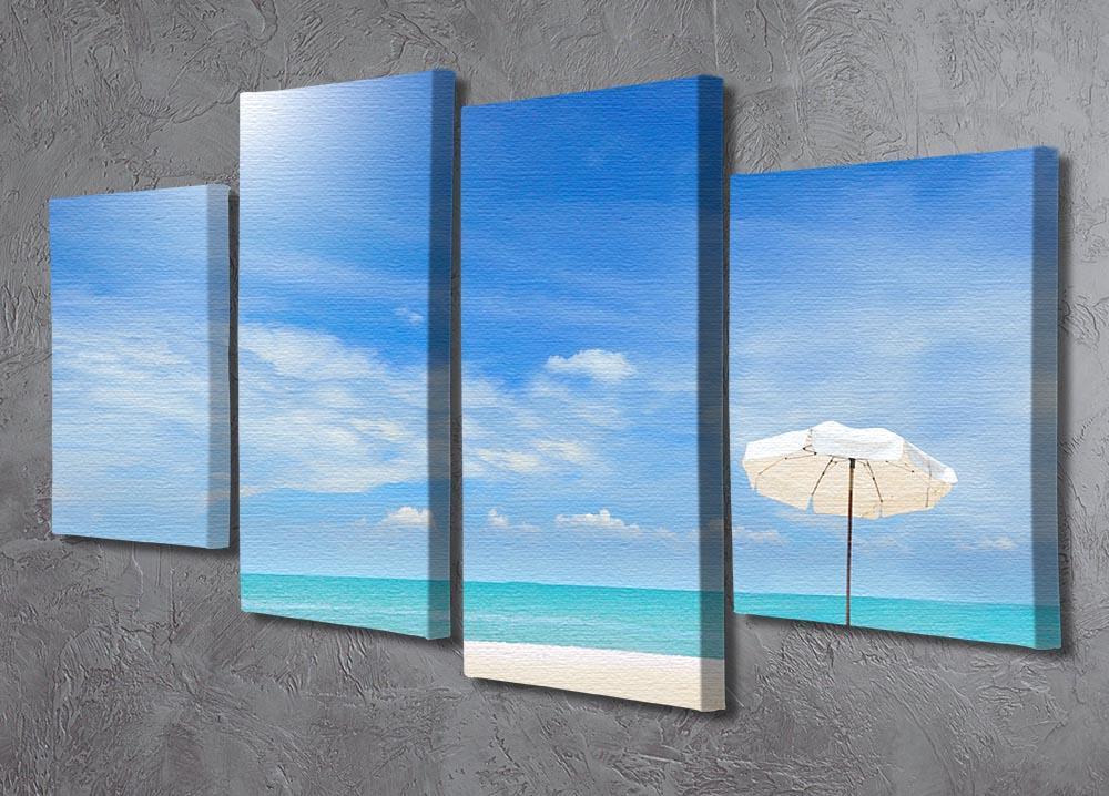 beach with cloudy blue sky 4 Split Panel Canvas - Canvas Art Rocks - 2