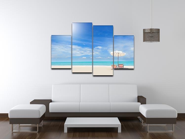 beach with cloudy blue sky 4 Split Panel Canvas - Canvas Art Rocks - 3