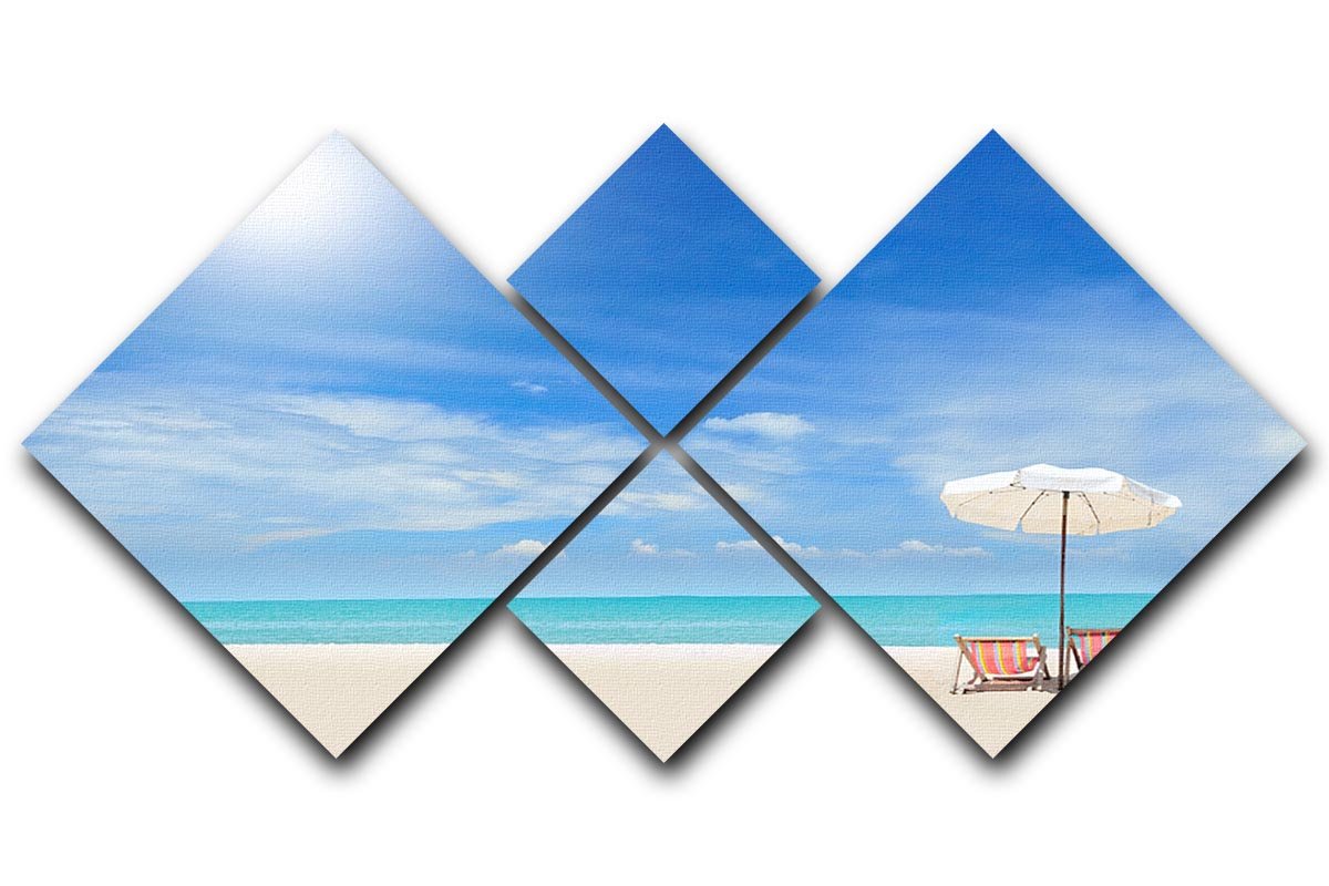 beach with cloudy blue sky 4 Square Multi Panel Canvas - Canvas Art Rocks - 1