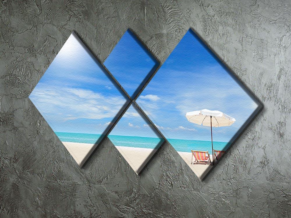 beach with cloudy blue sky 4 Square Multi Panel Canvas - Canvas Art Rocks - 2