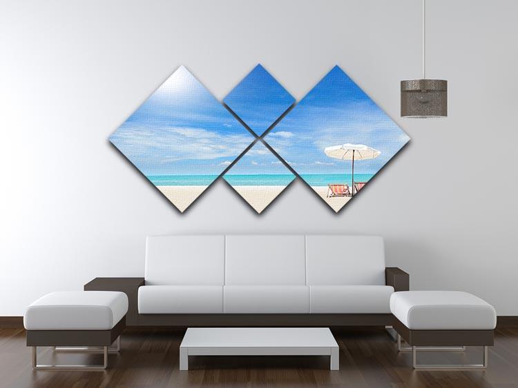 beach with cloudy blue sky 4 Square Multi Panel Canvas - Canvas Art Rocks - 3