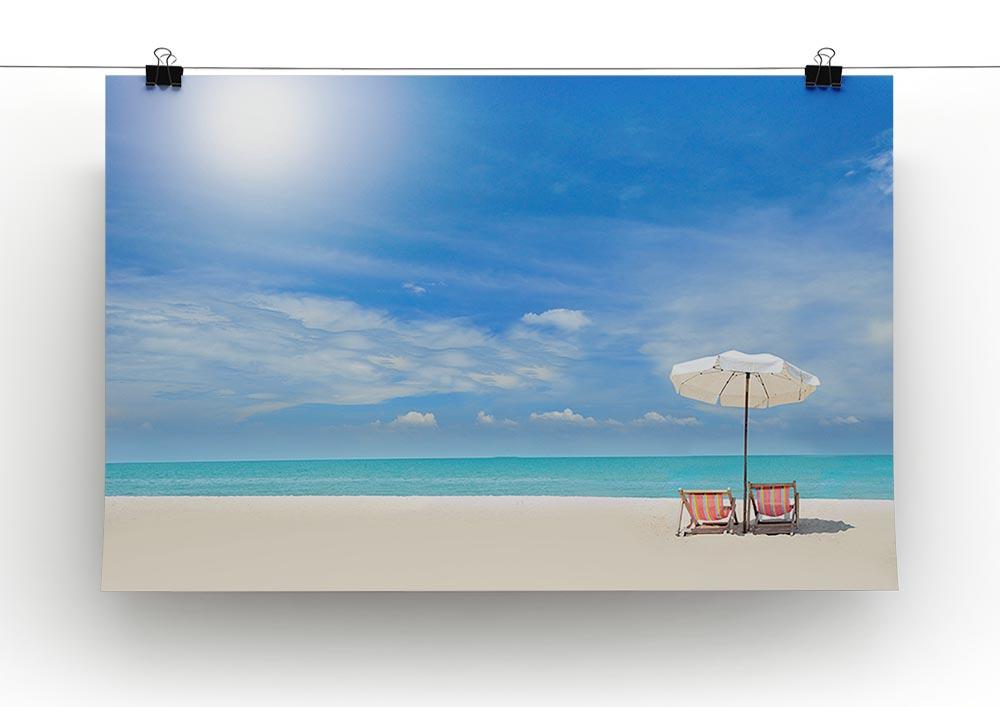 beach with cloudy blue sky Canvas Print or Poster - Canvas Art Rocks - 2
