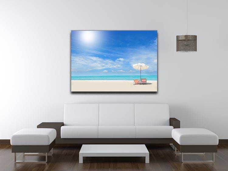 beach with cloudy blue sky Canvas Print or Poster - Canvas Art Rocks - 4