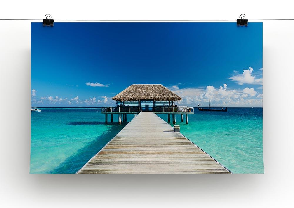 beach with jetty at Maldives Canvas Print or Poster - Canvas Art Rocks - 2