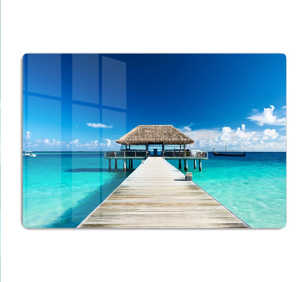 beach with jetty at Maldives HD Metal Print - Canvas Art Rocks - 1