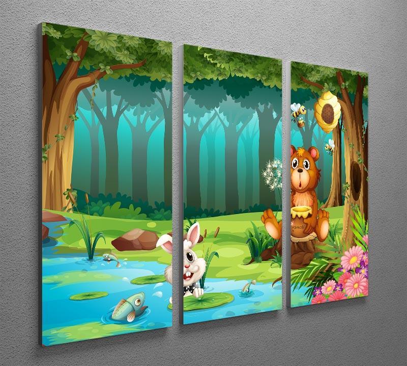 bear in a jungle 3 Split Panel Canvas Print - Canvas Art Rocks - 2