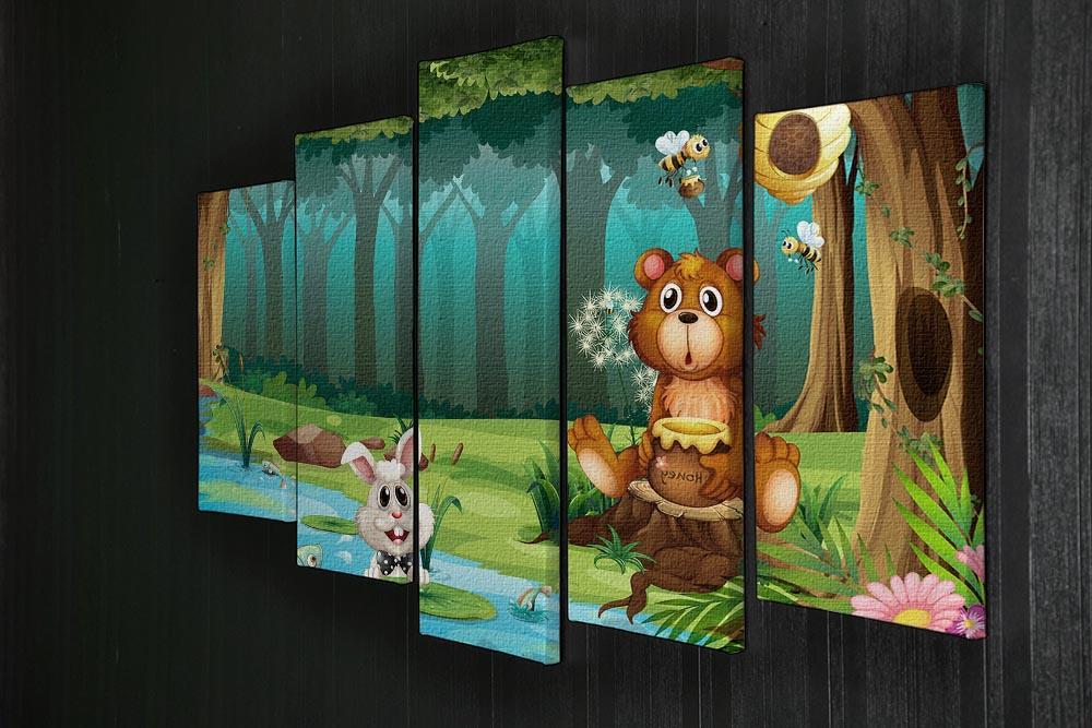bear in a jungle 5 Split Panel Canvas - Canvas Art Rocks - 2