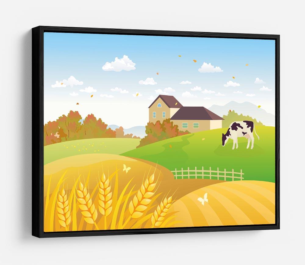 beautiful fall countryside scene with a grazing cow HD Metal Print - Canvas Art Rocks - 6