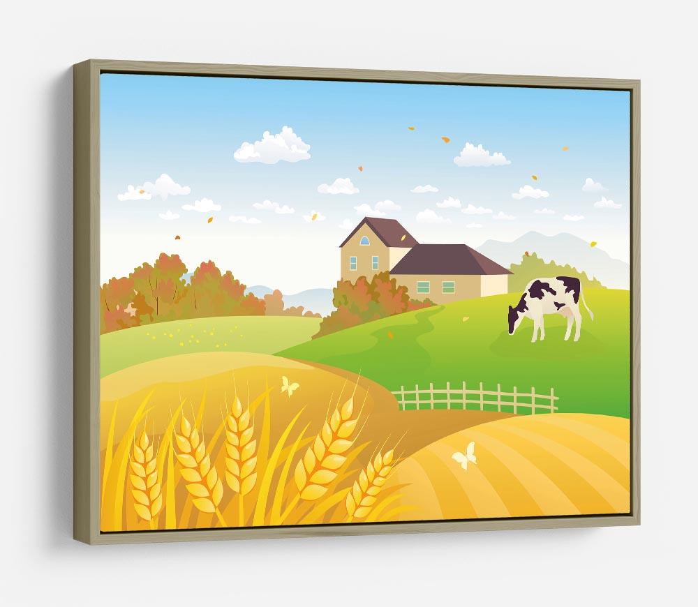 beautiful fall countryside scene with a grazing cow HD Metal Print - Canvas Art Rocks - 8