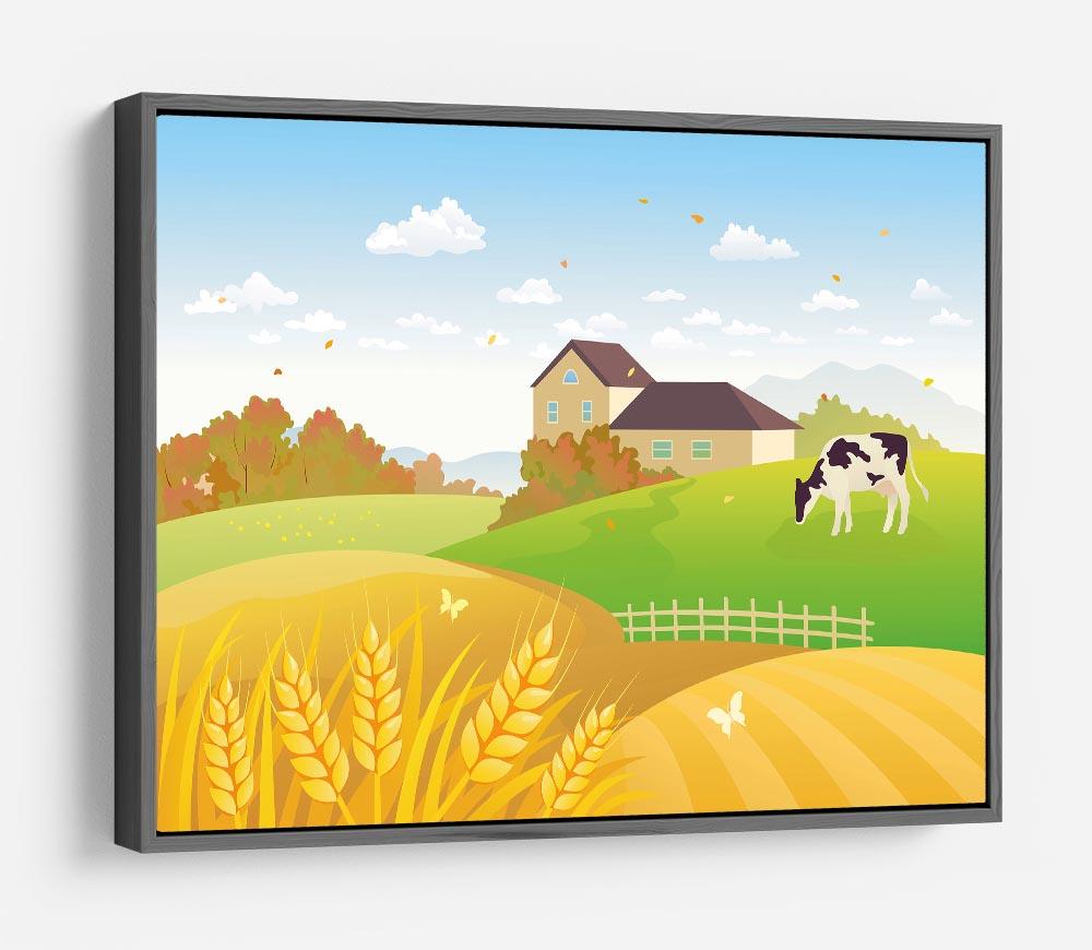 beautiful fall countryside scene with a grazing cow HD Metal Print - Canvas Art Rocks - 9