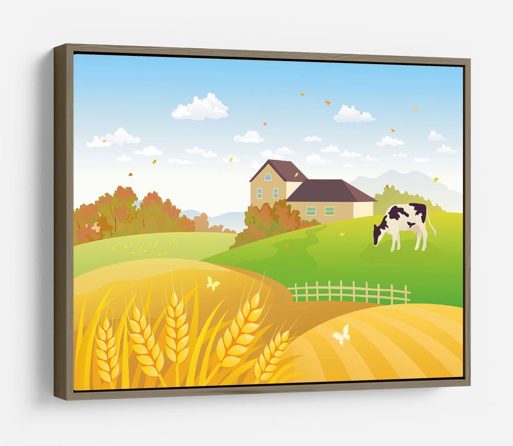 beautiful fall countryside scene with a grazing cow HD Metal Print - Canvas Art Rocks - 10