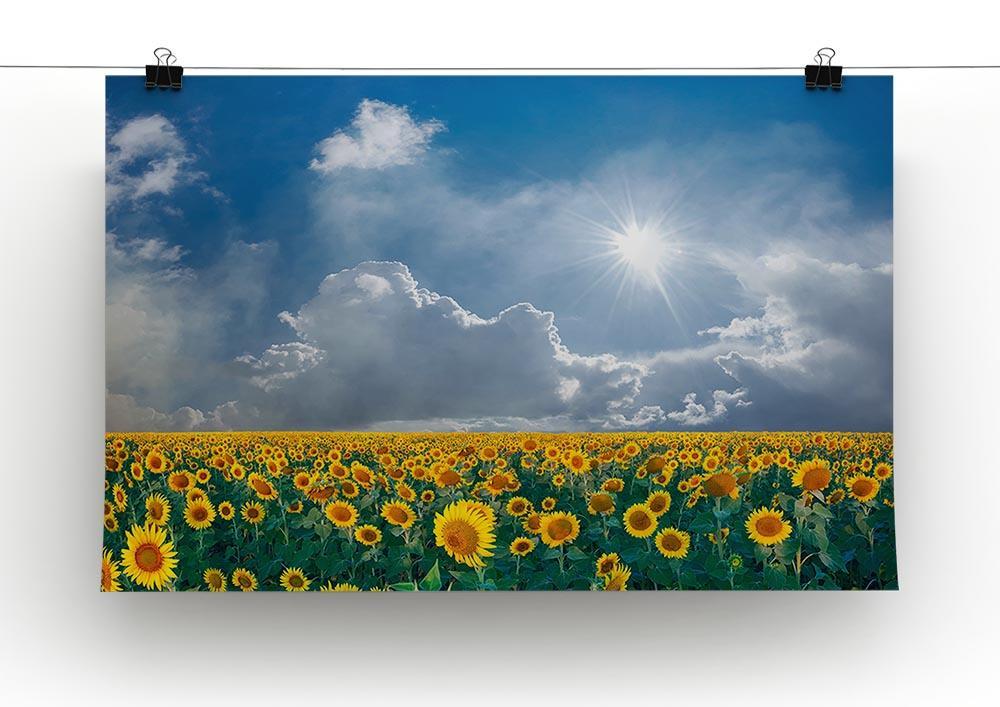 big sunflowers field and blue sky Canvas Print or Poster - Canvas Art Rocks - 2