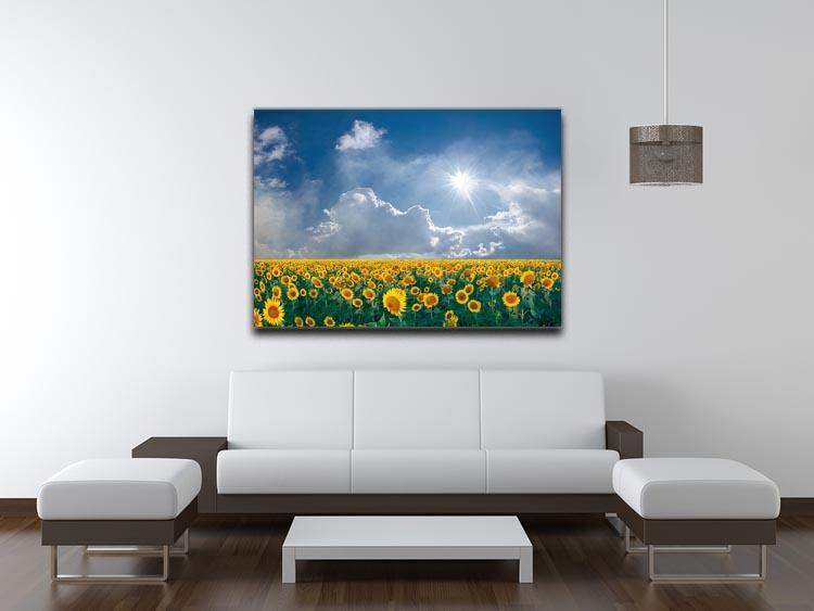 big sunflowers field and blue sky Canvas Print or Poster - Canvas Art Rocks - 4