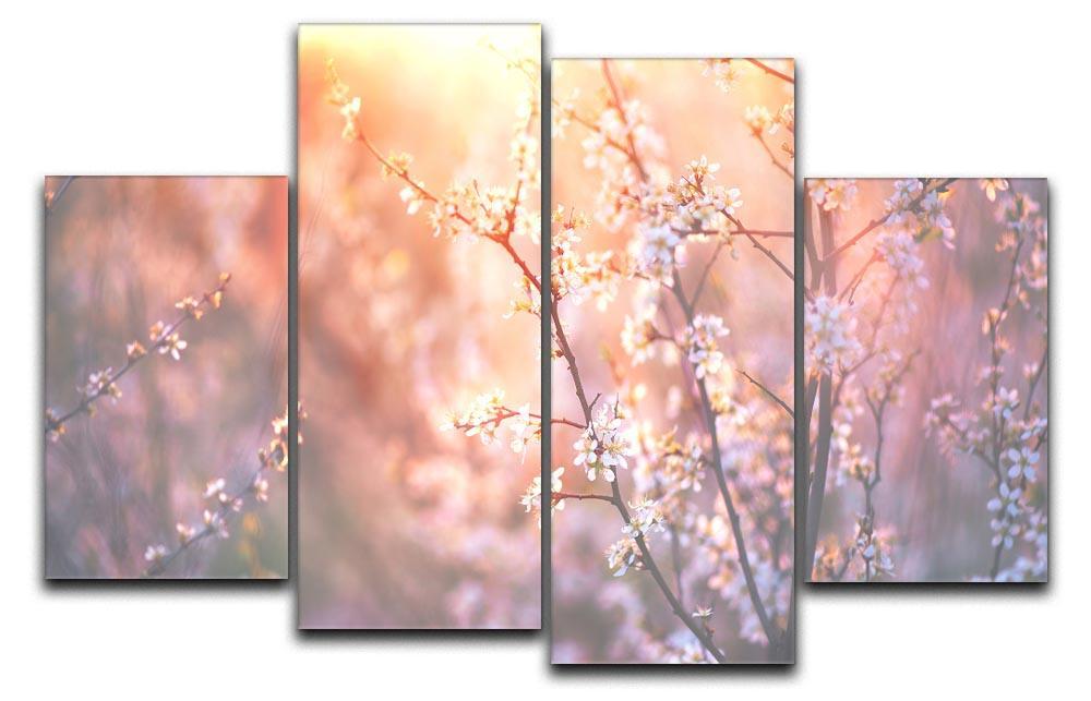 blooming tree and sun flare 4 Split Panel Canvas  - Canvas Art Rocks - 1
