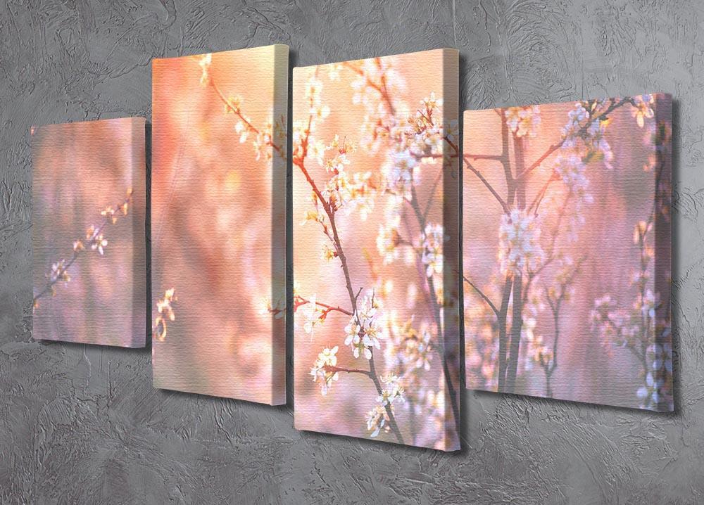 blooming tree and sun flare 4 Split Panel Canvas  - Canvas Art Rocks - 2