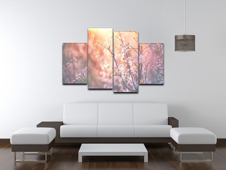 blooming tree and sun flare 4 Split Panel Canvas  - Canvas Art Rocks - 3