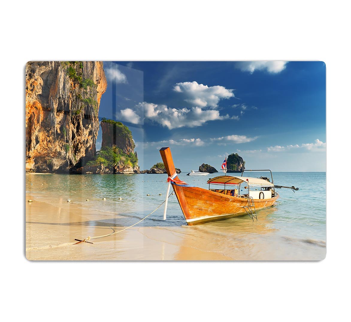 boats on Railay Beach Krabi HD Metal Print - Canvas Art Rocks - 1