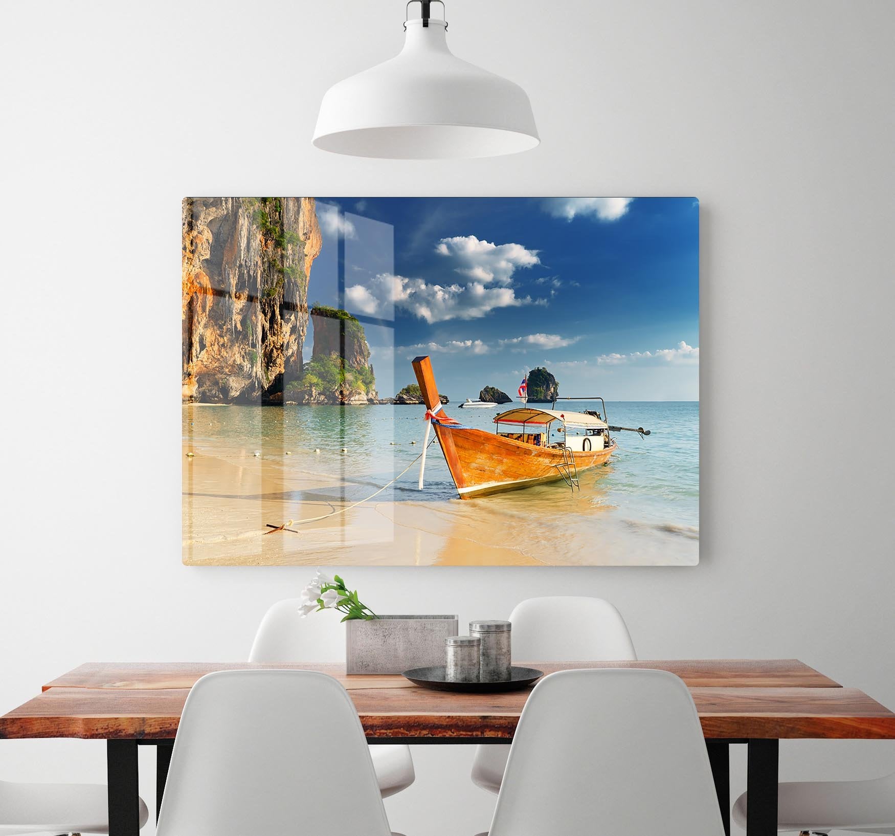 boats on Railay Beach Krabi HD Metal Print - Canvas Art Rocks - 2