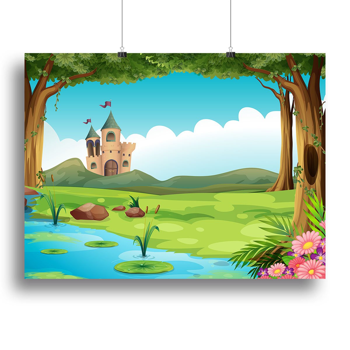castle and a pond Canvas Print or Poster
