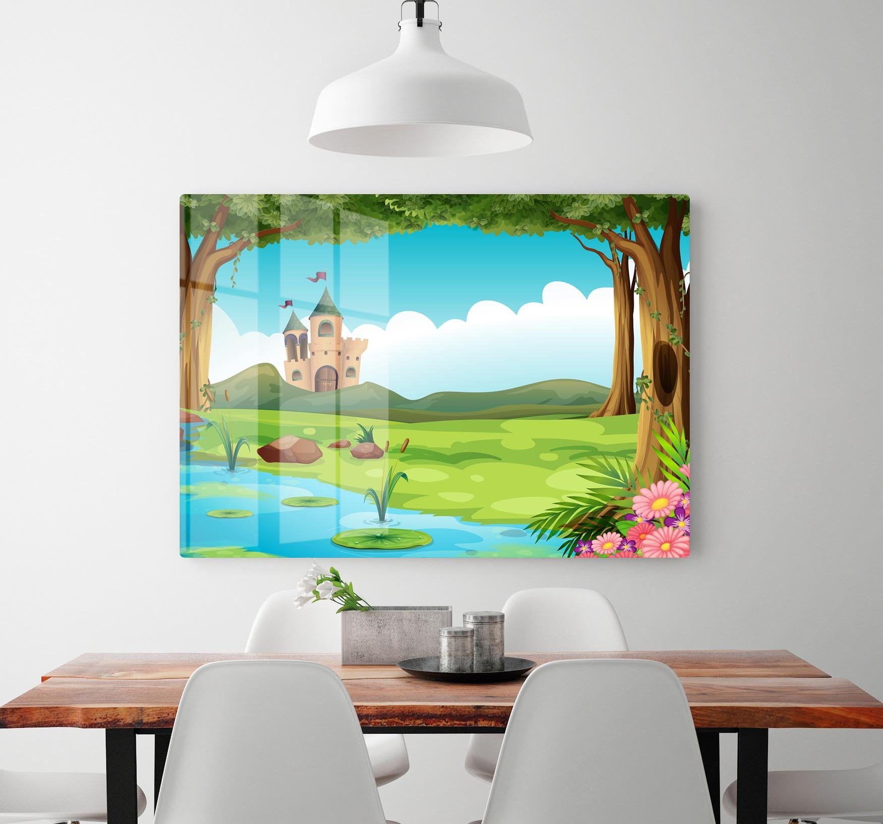 castle and a pond HD Metal Print