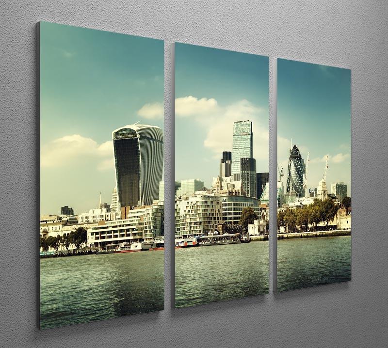 city skyline from the River Thames 3 Split Panel Canvas Print - Canvas Art Rocks - 2