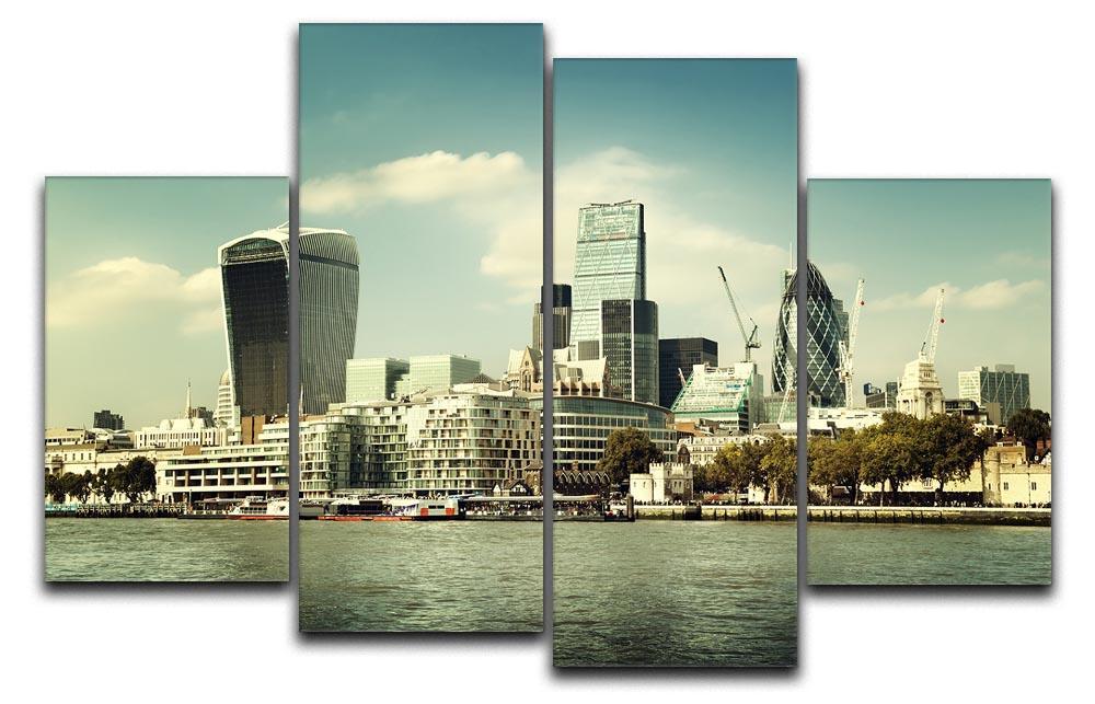 city skyline from the River Thames 4 Split Panel Canvas  - Canvas Art Rocks - 1