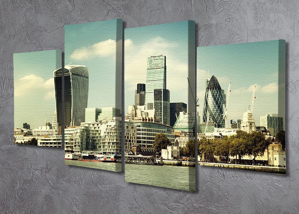 city skyline from the River Thames 4 Split Panel Canvas  - Canvas Art Rocks - 2