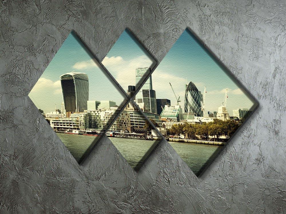 city skyline from the River Thames 4 Square Multi Panel Canvas  - Canvas Art Rocks - 2
