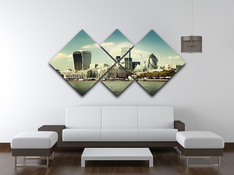 city skyline from the River Thames 4 Square Multi Panel Canvas  - Canvas Art Rocks - 3