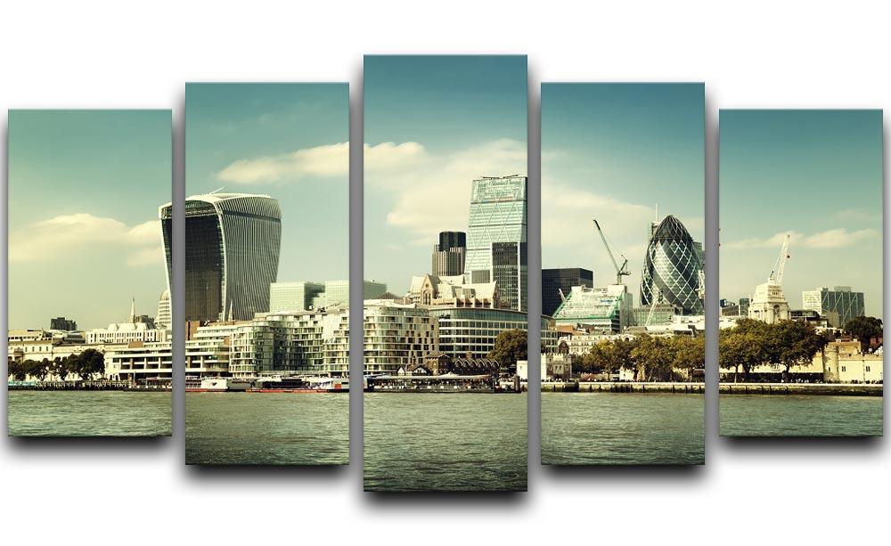 city skyline from the River Thames 5 Split Panel Canvas  - Canvas Art Rocks - 1