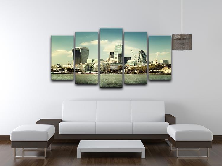 city skyline from the River Thames 5 Split Panel Canvas  - Canvas Art Rocks - 3